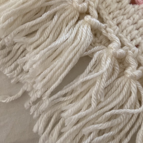 Handmade Crochet Pink and White Child Poncho - Picture 3 of 9